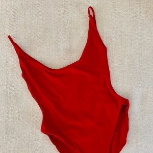 RED HIGH LEG ONE PIECE swimsuit